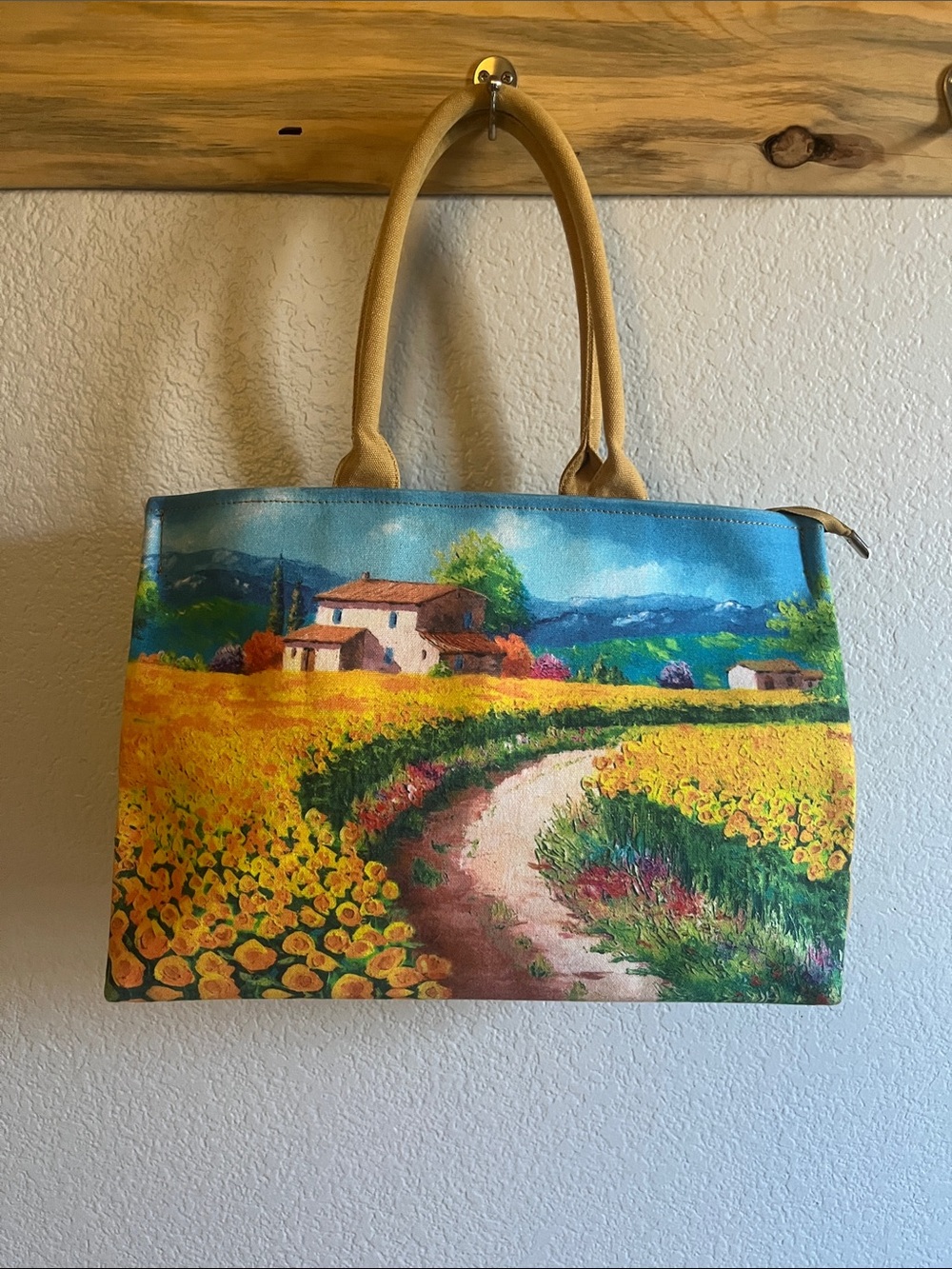 Elegant Canvas “Provence” Tote Features a Vibrant Countryside Painting